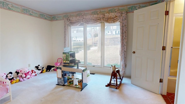 game room featuring carpet floors