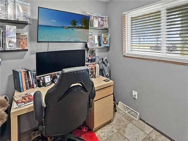 home office with baseboards