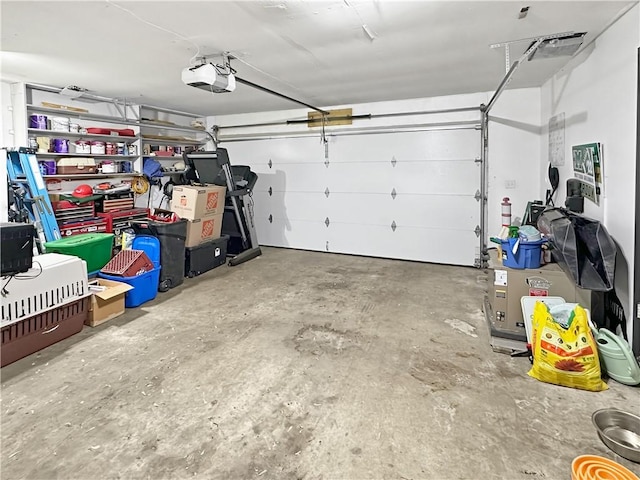 garage with a garage door opener