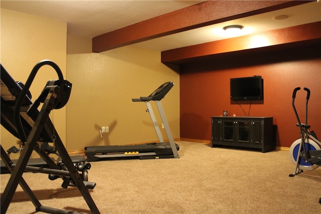 workout area with light carpet