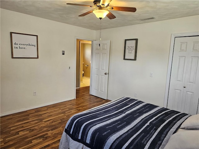 201 N Indiana St, Toledo, IL 62468 - bedroom featuring wood finished floors, baseboards, and ceiling fan