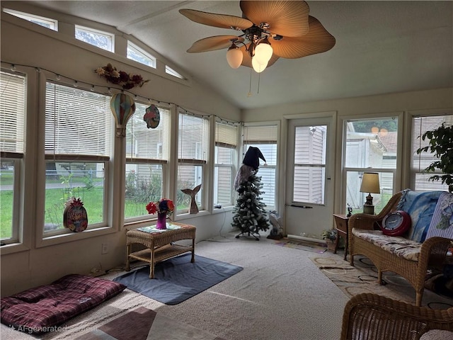3254 Vista Dr, Danville, IL 61832 - sunroom with vaulted ceiling, plenty of natural light, and carpet flooring
