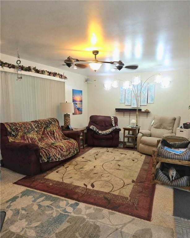 3254 Vista Dr, Danville, IL 61832 - carpeted living room featuring ceiling fan