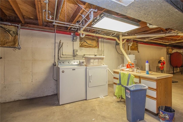 820 Oklahoma Ave, Mattoon, IL 61938 - unfinished basement with washing machine and clothes dryer and water heater