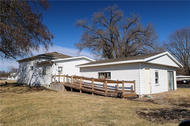1741 Murray Clark Rd, Danville, IL 61832 - rear view of property featuring a lawn and a wooden deck