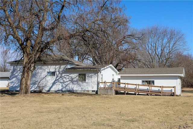 1741 Murray Clark Rd, Danville, IL 61832 - view of property exterior featuring crawl space, a yard, and a wooden deck
