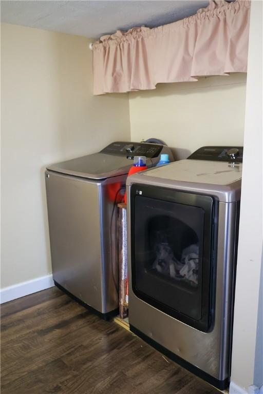 1741 Murray Clark Rd, Danville, IL 61832 - laundry room featuring dark wood-style floors, laundry area, and washer and dryer