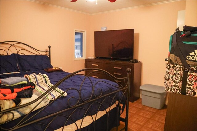 1741 Murray Clark Rd, Danville, IL 61832 - bedroom featuring a ceiling fan and ornamental molding