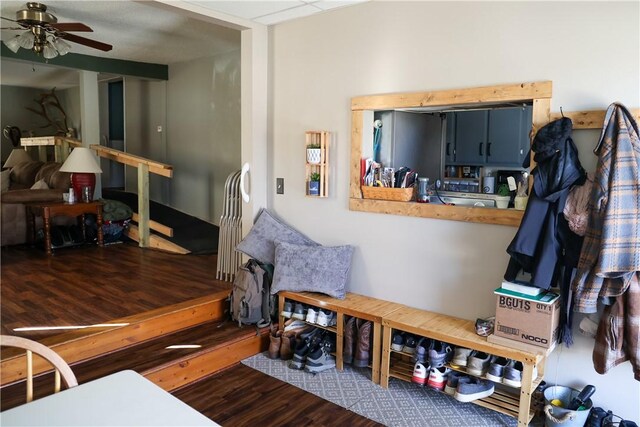 1741 Murray Clark Rd, Danville, IL 61832 - living area with wood finished floors and a ceiling fan