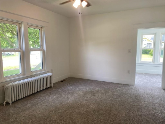 101 S Sheridan St, Pana, IL 62557 - spare room with radiator, plenty of natural light, and carpet flooring