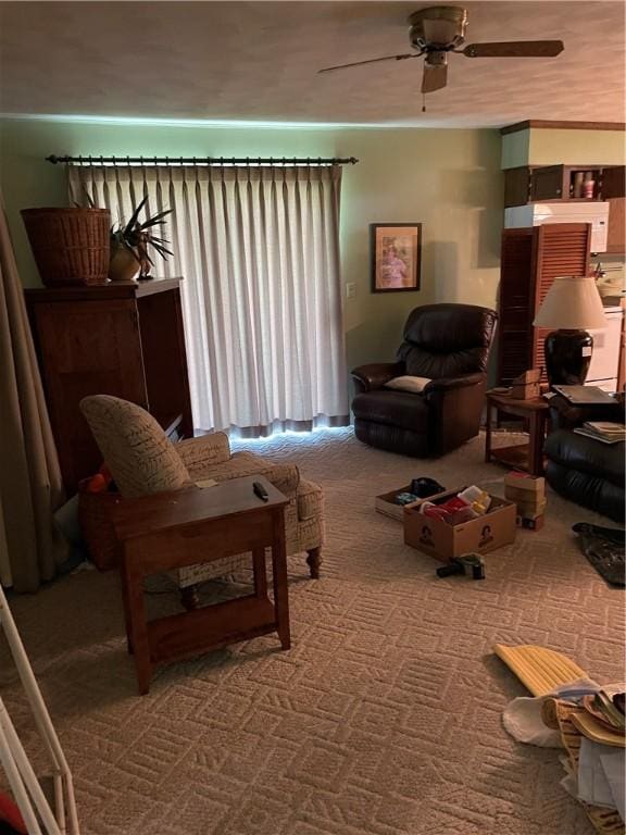 1101 Robinwood Dr, Robinson, IL 62454 - living area with carpet flooring and a ceiling fan