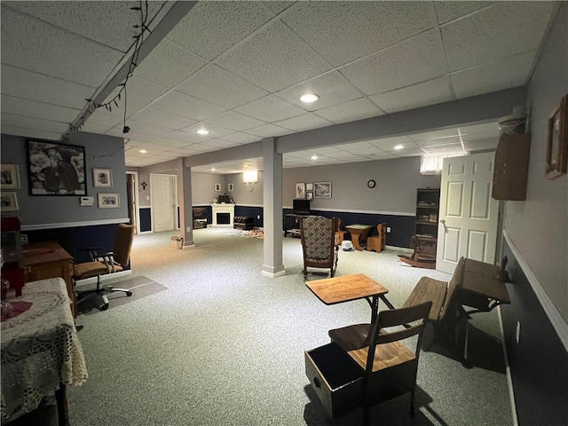 1215 Westside Dr, Mt Zion, IL 62549 - living room with carpet flooring and a drop ceiling