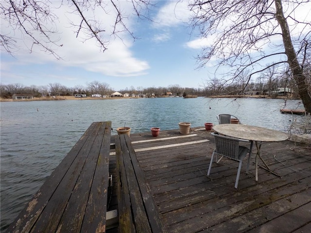 view of dock featuring a water view