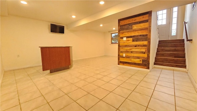 1009 E Grove Pl, Effingham, IL 62401 - foyer featuring recessed lighting, stairway, light tile patterned floors, healthy amount of natural light, and baseboards