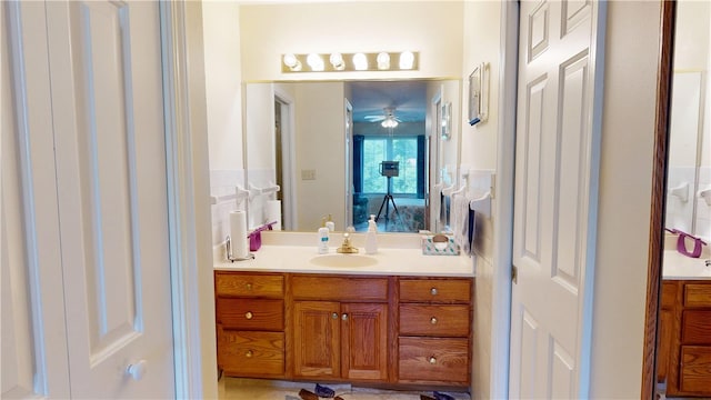 3121 Stoneridge Ct, Danville, IL 61832 - bathroom featuring vanity and ceiling fan