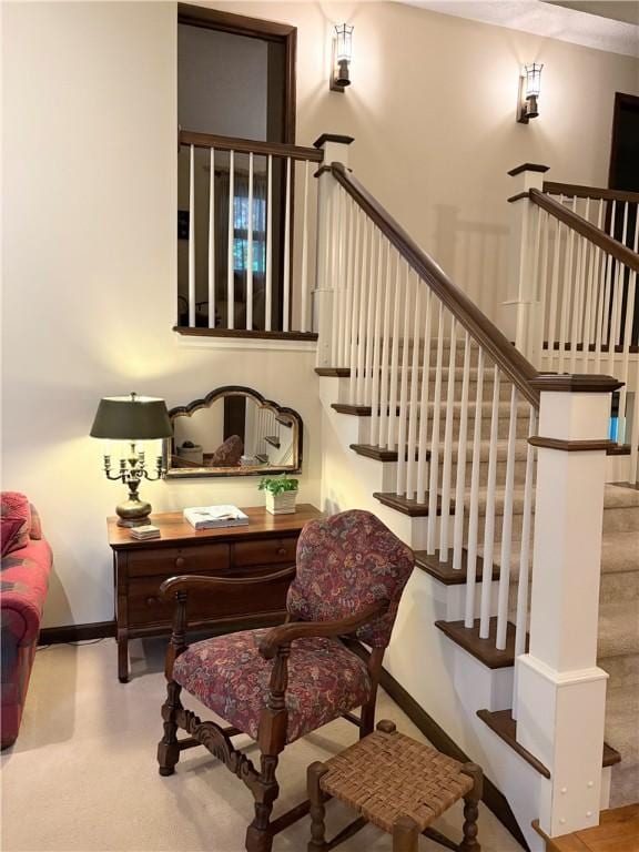 2236 Seneca Dr, Charleston, IL 61920 - living area with stairs and baseboards