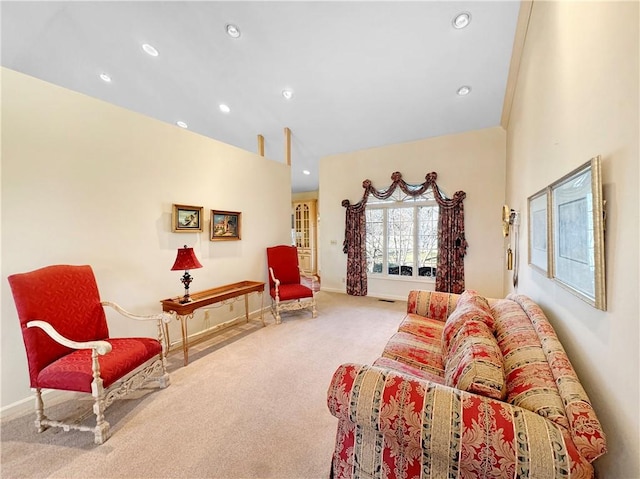 508 Deere Run Ln, Casey, IL 62420 - carpeted living area with recessed lighting and baseboards