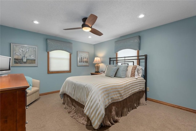 1003 Flame Ave, Effingham, IL 62401 - carpeted bedroom featuring recessed lighting, a ceiling fan, and a textured ceiling