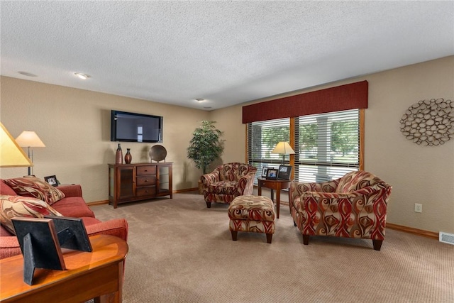 1003 Flame Ave, Effingham, IL 62401 - carpeted living area featuring a textured ceiling and baseboards