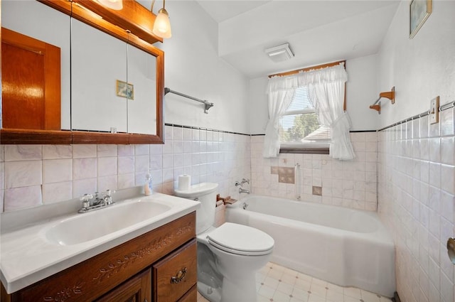 801 N Central Ave, Paris, IL 61944 - bathroom featuring tile walls, a bath, and vanity