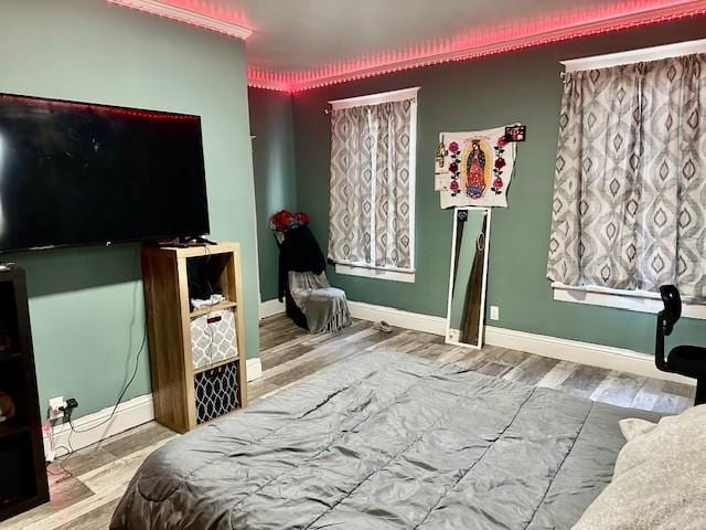 bedroom featuring wood-type flooring