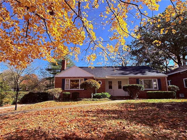 single story home with covered porch