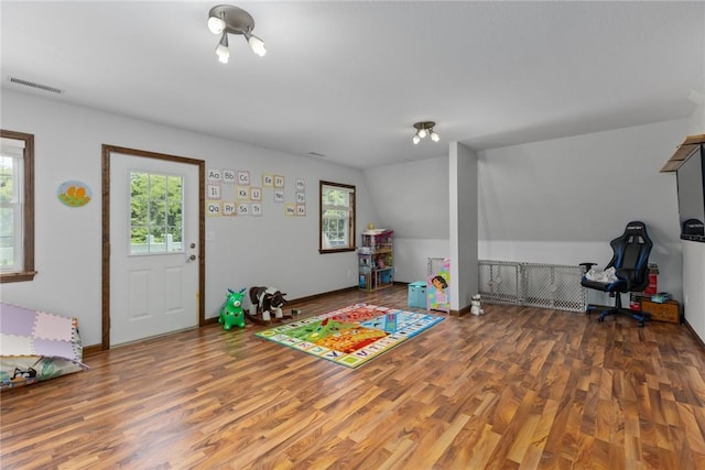 2098 2070th Ave, Saint Elmo, IL 62458 - game room with wood finished floors and lofted ceiling