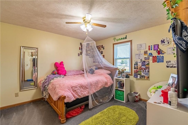 510 W Illinois St, Assumption, IL 62510 - bedroom with carpet floors, a textured ceiling, and a ceiling fan