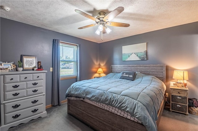 510 W Illinois St, Assumption, IL 62510 - carpeted bedroom featuring a textured ceiling and a ceiling fan