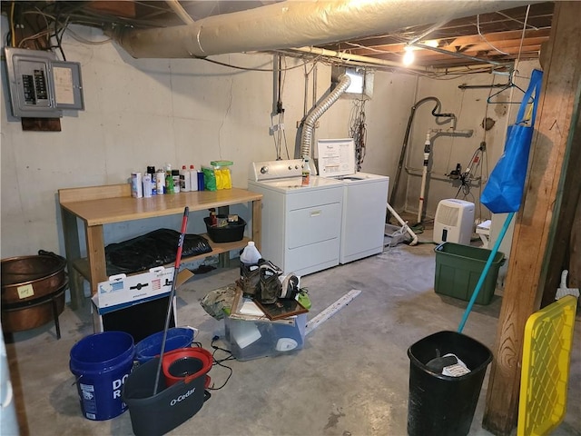 410 E Ninth St, Pana, IL 62557 - unfinished basement with electric panel and washing machine and clothes dryer