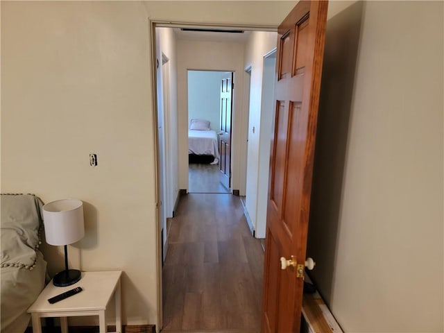 410 E Ninth St, Pana, IL 62557 - hallway with dark wood-style floors
