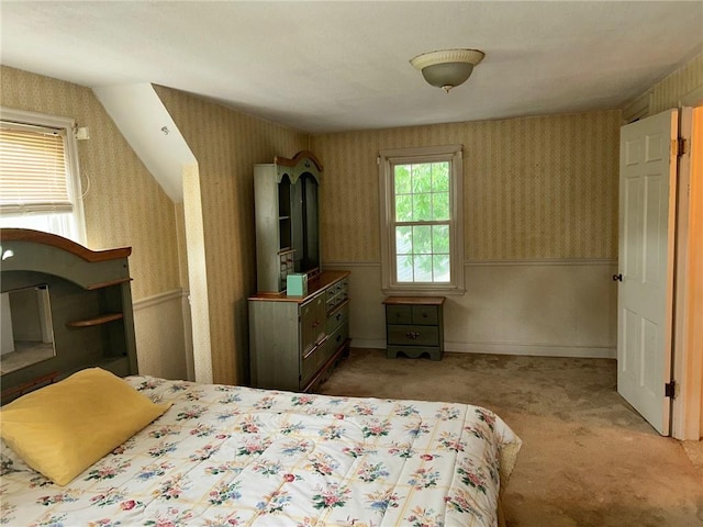 8 Noyes Ct, Mattoon, IL 61938 - bedroom with wallpapered walls, carpet flooring, and wainscoting