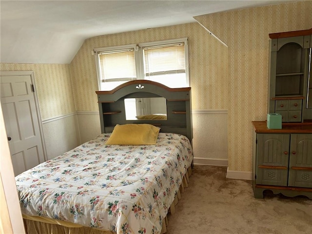 8 Noyes Ct, Mattoon, IL 61938 - carpeted bedroom featuring vaulted ceiling and wallpapered walls
