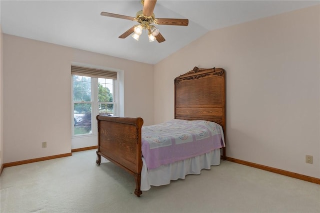 11311 E Thistlewood Ln, Effingham, IL 62401 - bedroom featuring carpet flooring, vaulted ceiling, and a ceiling fan