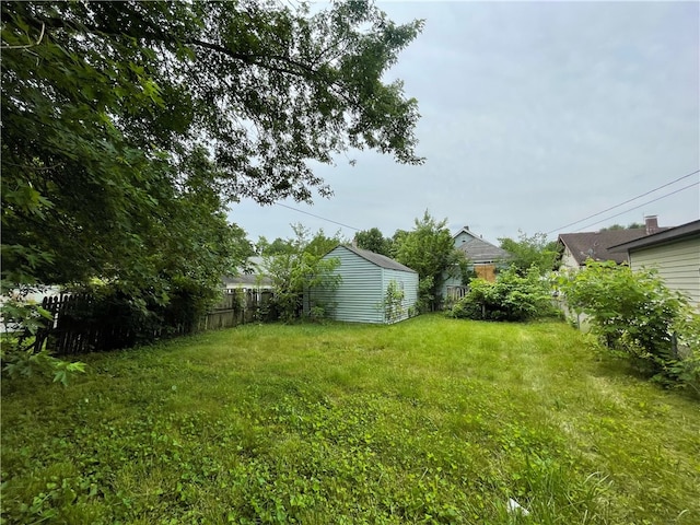 view of yard with a storage shed