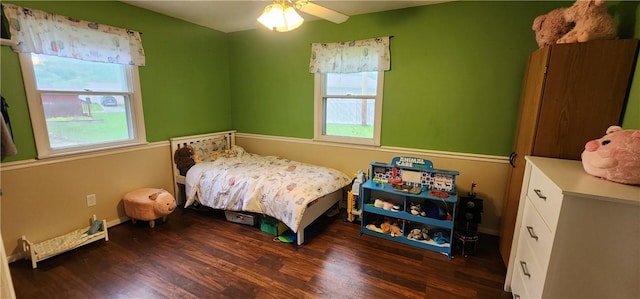 22 S Lakewood Dr, Effingham, IL 62401 - bedroom featuring multiple windows, wood finished floors, and ceiling fan