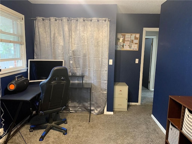 201 Franklin St, Pana, IL 62557 - office with baseboards, carpet floors, and a textured ceiling