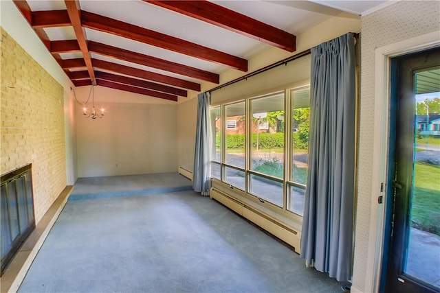 27 Heather Dr, Charleston, IL 61920 - unfurnished sunroom with french doors, a chandelier, and baseboard heating
