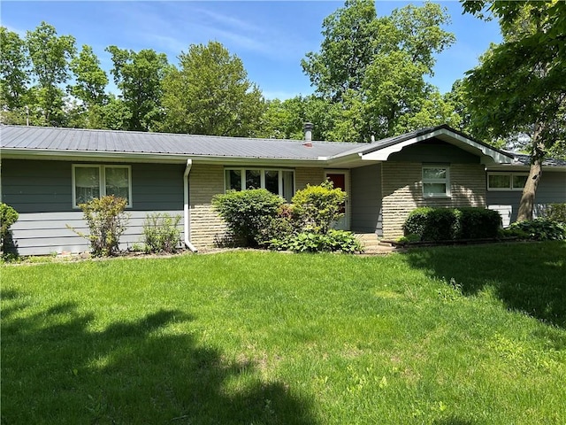 2638 E 1050th Ave, Oblong, IL 62449 - ranch-style home featuring a front lawn and metal roof