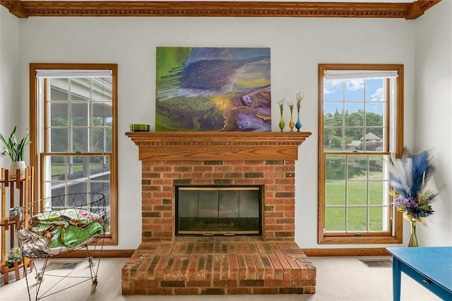 715 W Coolidge Ave, Charleston, IL 61920 - carpeted living area featuring a fireplace