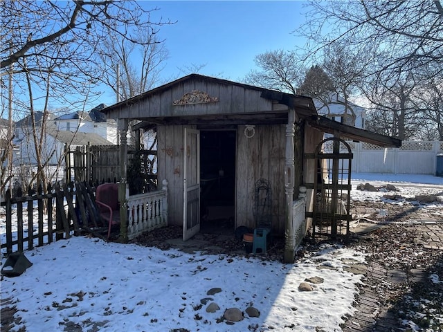 view of snow covered structure