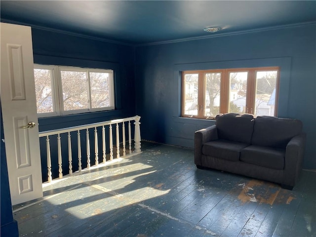 living area with dark wood-type flooring