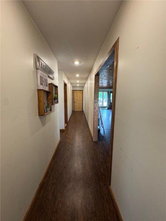 6414 300th Rd, Martinsville, IL 62442 - hallway featuring dark wood-style floors and baseboards