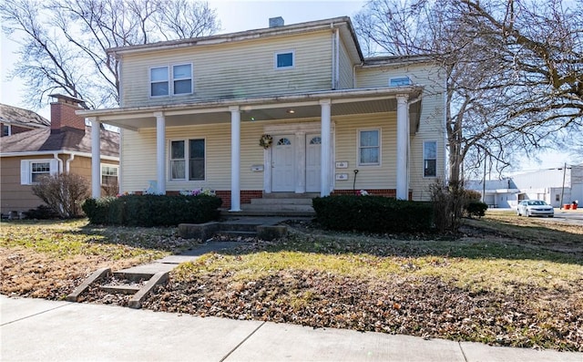 view of front facade featuring covered porch