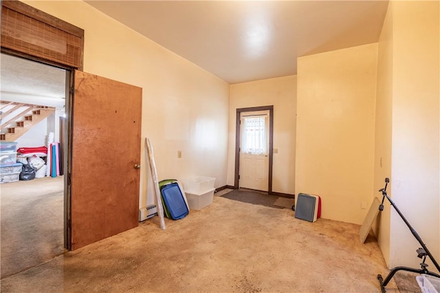 interior space featuring a baseboard heating unit