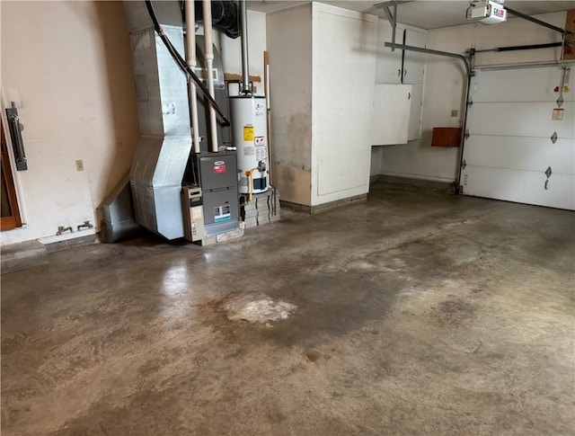 824 Kenton Dr, Charleston, IL 61920 - garage with water heater, a garage door opener, and heating unit