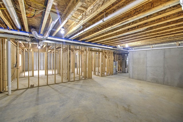 basement featuring water heater