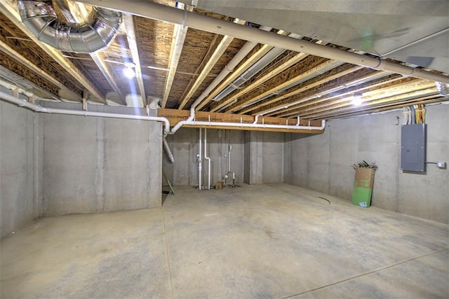 basement with electric panel