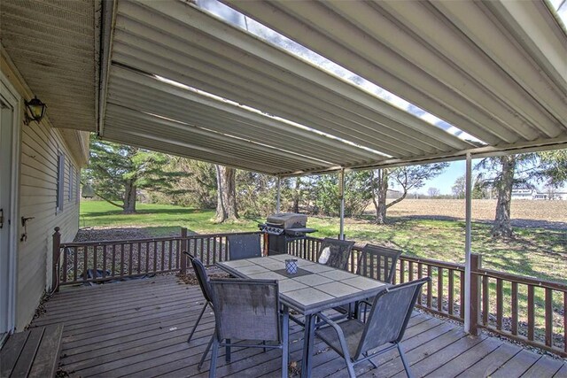 8070 Cerro Gordo Blacktop, Oakley, IL 62501 - wooden deck featuring a yard, grilling area, and outdoor dining area