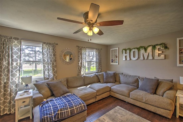8070 Cerro Gordo Blacktop, Oakley, IL 62501 - living room with wood-type flooring and ceiling fan